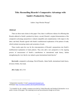 Smith and Ricardo - Economic Thought