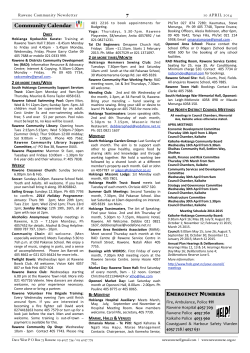 Community Calendar - RAWENE Community Newsletter