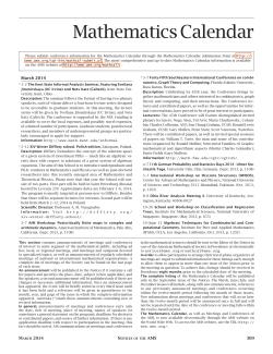 Mathematics Calendar - American Mathematical Society