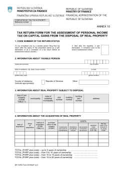 Tax return form for the assessment of personal income tax on