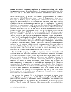 Joseph McAlhany reviewing Franco Montanari, Stephanos