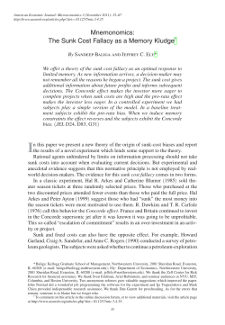 Mnemonomics: The Sunk Cost Fallacy as a Memory Kludge