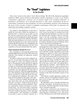 The &ldquo;Good&rdquo; Legislature - The Council of State Governments