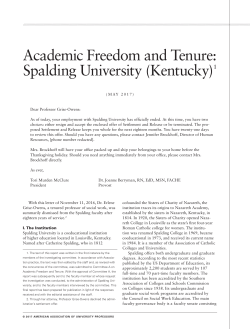 Academic Freedom and Tenure: Spalding University (Kentucky)1