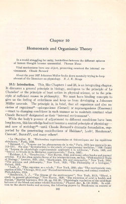 Chapter 10. Homeostasis and Organismic Theory