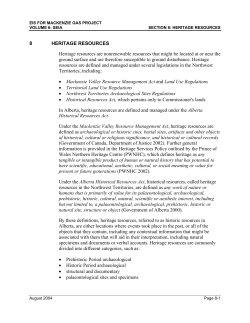 8 HERITAGE RESOURCES Heritage resources are nonrenewable