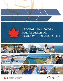 new Federal Framework for Aboriginal Economic Development