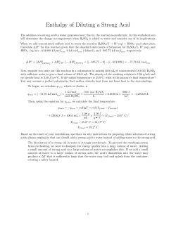 Enthalpy of Diluting a Strong Acid