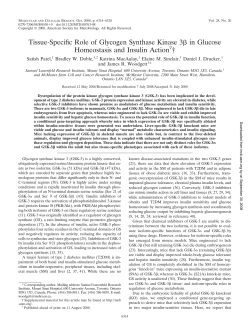 Tissue-Specific Role of Glycogen Synthase Kinase 3 in Glucose