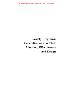 Loyalty Programs: Generalizations on Their