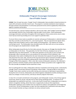 Ambassador Program Encourages Commuters Use of Public Transit