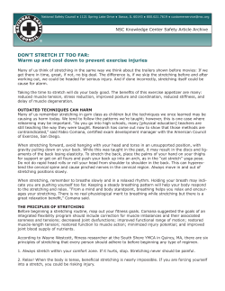 DON`T STRETCH IT TOO FAR - National Safety Council