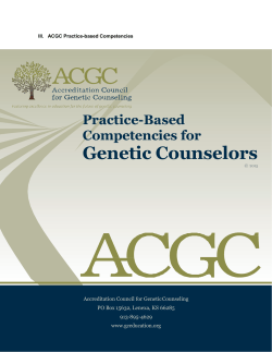 ACGC Practice-Based Competencies for Genetic Counselors