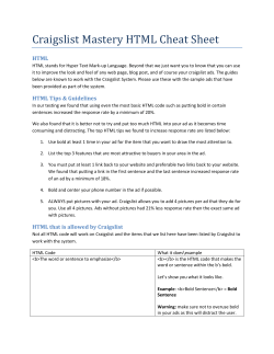 Craigslist Mastery HTML Cheat Sheet