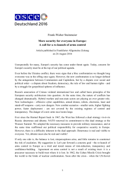 A call for a re-launch of arms control