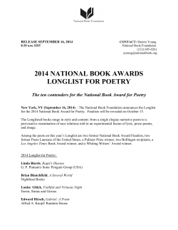 Press Release: 2014 National Book Awards Longlist For Poetry
