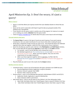 April Miniseries Ep. 3: Don`t be weary, it`s just a query!