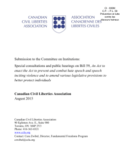 Submission to the Committee on Institutions: Special consultations