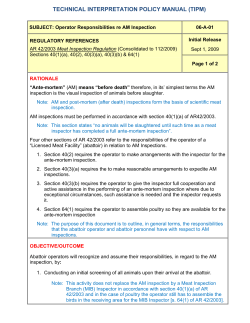 Chapter 6: Ante-mortem (AM) Inspection/Examination