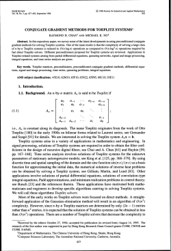 CONJUGATE GRADIENT METHODS FOR TOEPLITZ SYSTEMS* 1