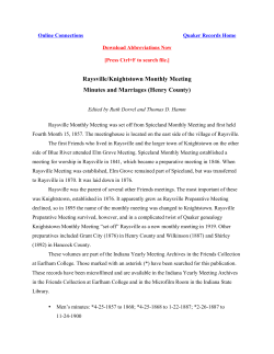 Raysville/Knightstown Monthly Meeting Minutes and Marriages