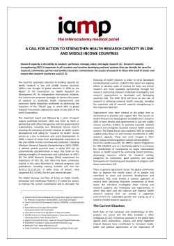 Call for Action to Strengthen Health Research Capacity in Low and