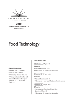 2010 HSC Exam Paper - Food Technology