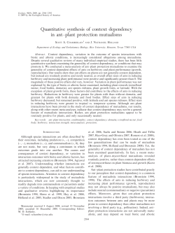 Quantitative synthesis of context dependency in ant–plant protection
