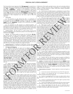 Personal Seat License Agreement