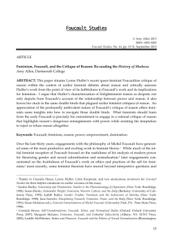 ARTICLE Feminism, Foucault, and the Critique of Reason: Re