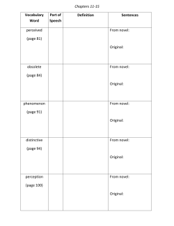 Chapters 11-15 Vocabulary Word Part of Speech Definition