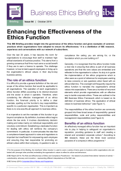 Enhancing the Effectiveness of the Ethics Function