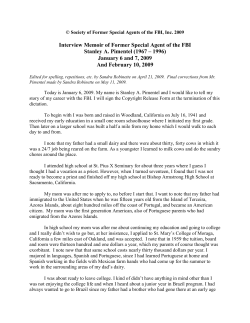 Interview Memoir of Former Special Agent of the FBI Stanley A