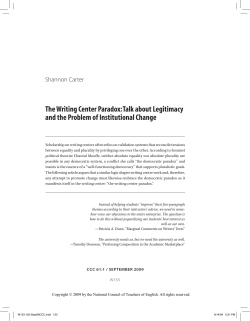 The Writing Center Paradox: Talk about Legitimacy and the