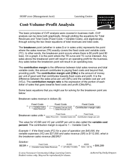 CVP Analysis - VCC Library - Vancouver Community College