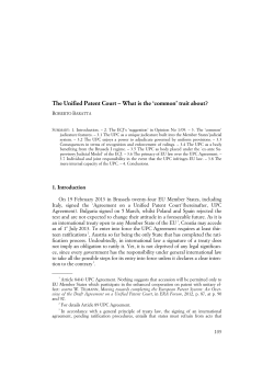 The Unified Patent Court &ndash; What is the `common` trait about?