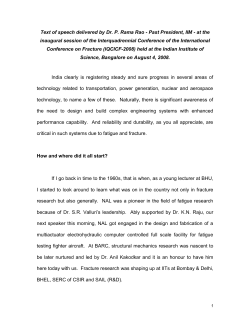 Text of speech on Fracture - Materials Research Society of India