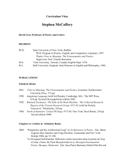 Curriculum Vitae - Buffalo Poetics Program