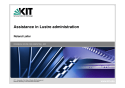 Assistance in Lustre administration - SCC