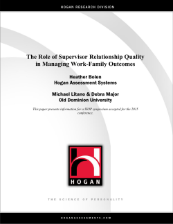 Supervisor Relationships and Work/Family Conflict