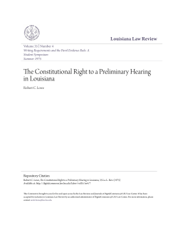 The Constitutional Right to a Preliminary Hearing in Louisiana