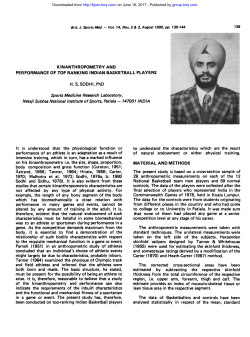 PERFORMANCE OF TOP RANKING INDIAN BASKETBALL