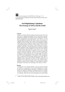 On Deligitimising Capitalism: The Scourge of Africa and the