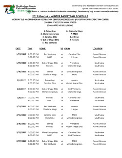 2017 Men`s A - WINTER BASKETBALL SCHEDULE
