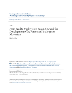 From Seed to Mighty Tree: Susan Blow and the Development of the