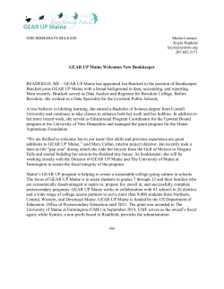 GEAR UP Maine Welcomes New Bookkeeper READFIELD, ME