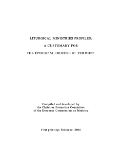 LITURGICAL MINISTRIES PROFILES: A CUSTOMARY FOR THE