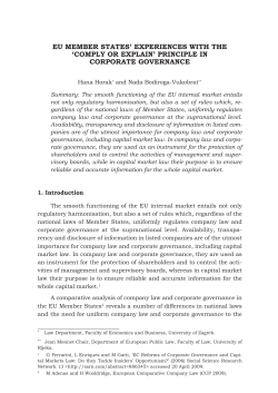 eu member states` experiences with the `comply or explain` principle
