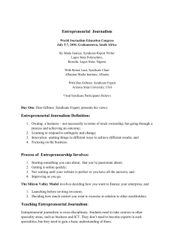 Entrepreneurial Journalism