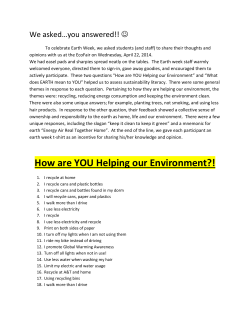 How are YOU Helping our Environment?!